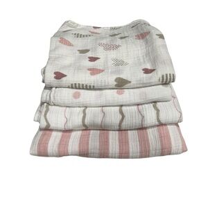 Aden + Anais Muslin Swaddle Blankets Set Of 4 Girl Pink Brown